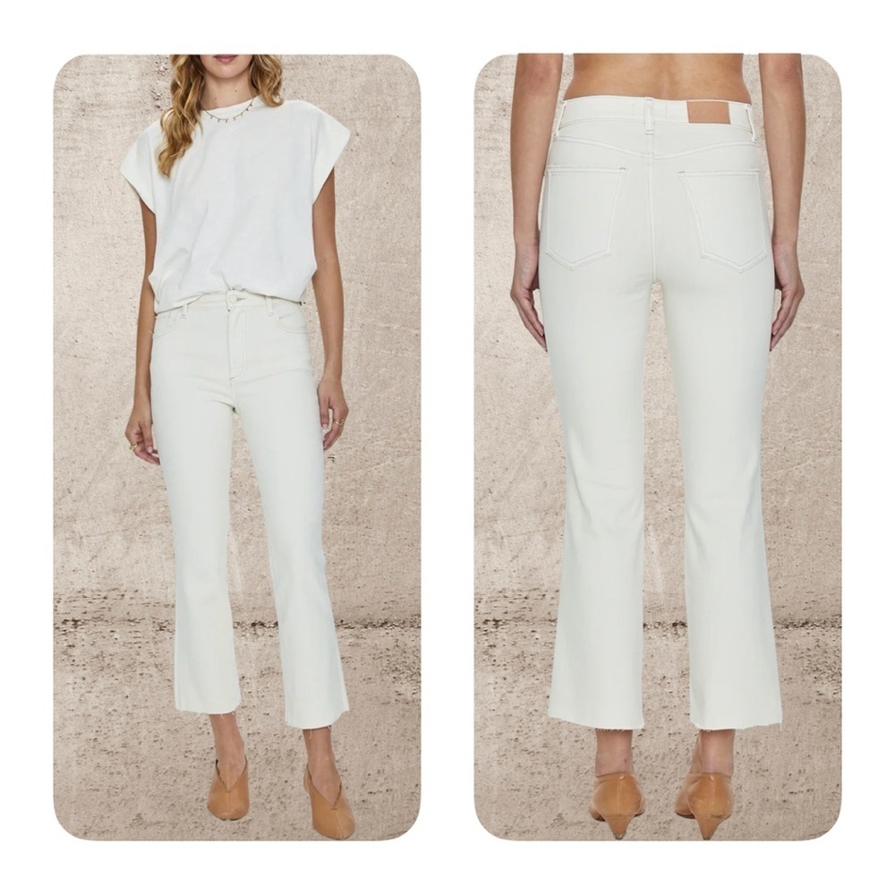 Pistola  (Anthropologie) Lennon High Rise Bootcut Crop Jeans Cream Sandstone 30
